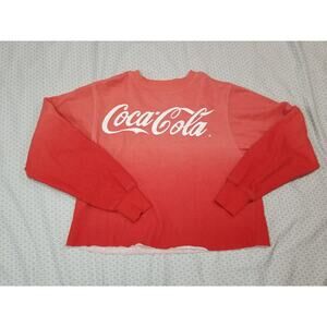 Coca-Cola Logo Red Ombre Cropped Long Sleeve Sweatshirt Size XS
